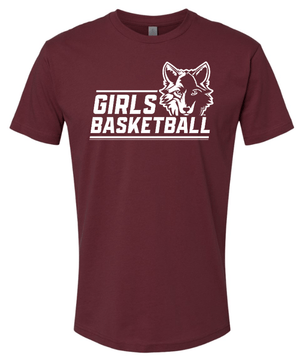 Custom Apparel - Screen Printing - Okemos Girls Basketball 2024 - Adult Unisex T-Shirt Wolf Head Design - Okemos Girls Basketball - 16963