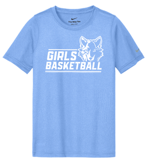 Custom Apparel - Screen Printing - Okemos Girls Basketball 2024 - Youth Nike T-Shirt Wolf Head Design - Okemos Girls Basketball - 16963