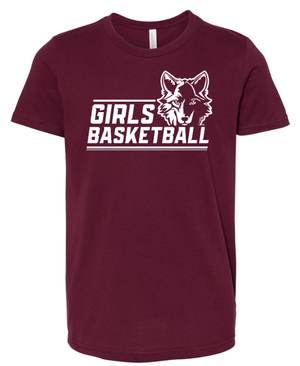 Custom Apparel - Screen Printing - Okemos Girls Basketball 2024 - Youth Unisex T-Shirt Wolf Head Design - Okemos Girls Basketball - 16963