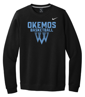 Custom Apparel - Screen Printing - Okemos Girls Basketball - Adult Unisex Black Nike Crewneck Sweatshirt - Crewneck - Okemos Girls Basketball - 15073