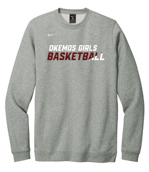 Custom Apparel - Screen Printing - Okemos Girls Basketball - Adult Unisex Grey Nike Crewneck Sweatshirt - Crewneck - Okemos Girls Basketball - 15073