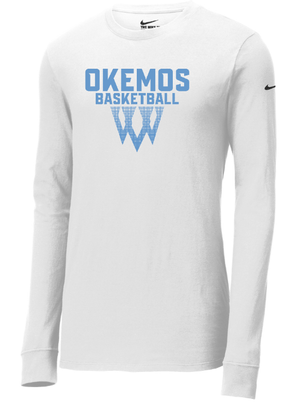 Custom Apparel - Screen Printing - Okemos Girls Basketball - Adult Unisex White Nike Long Sleeve T-Shirt - Long Sleeve T-Shirt - Okemos Girls Basketball - 15073