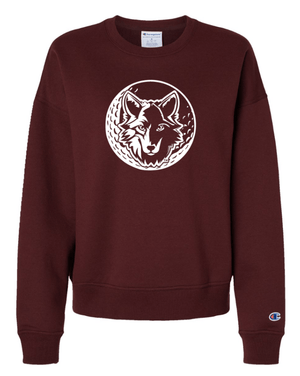 Custom Apparel - Screen Printing - Okemos Girls Golf - Women's Crewneck Sweatshirt Grey/Maroon - Okemos Girls Golf - 16225