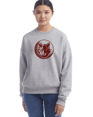 Custom Apparel - Screen Printing - Okemos Girls Golf - Women's Crewneck Sweatshirt Grey/Maroon - Okemos Girls Golf - 16225