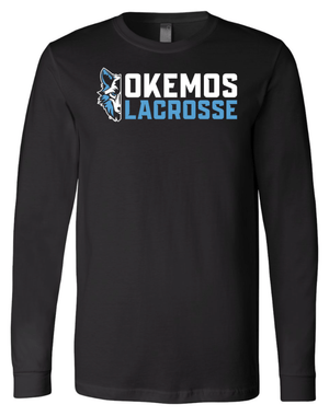 Custom Printed Apparel | Okemos Girls Lacrosse 2025 | Adult Unisex Black Long Sleeve "Half Wolf Logo" - Okemos Girls Lacrosse 25 - 18790