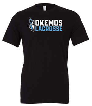 Custom Printed Apparel | Okemos Girls Lacrosse 2025 | Adult Unisex Black T-Shirt "Half Wolf Logo" - Okemos Girls Lacrosse 25 - 18790
