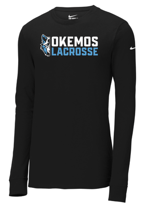 Custom Printed Apparel | Okemos Girls Lacrosse 2025 | Adult Unisex Nike Black Dri - FIT Long Sleeve "Half Wolf Logo" - Okemos Girls Lacrosse 25 - 18790