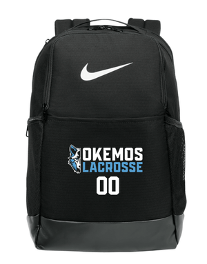 Custom Printed Apparel | Okemos Girls Lacrosse 2025 | Black Nike Brasilia Medium Backpack "Half Wolf Logo" (PERSONALIZATION OPTIONAL) - Okemos Girls Lacrosse 25 - 18790