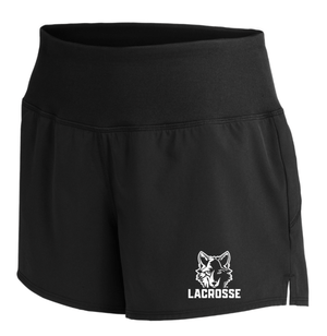 Custom Printed Apparel | Okemos Girls Lacrosse 2025 | Women's Black Repeat Short "Vertical Wolf Logo" - Okemos Girls Lacrosse 25 - 18790