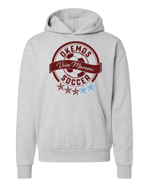 Custom Apparel - Screen Printing - Okemos Girls Soccer 2025 - Adult Unisex Oversized Grey Hoodie - Okemos Girls Soccer 2025 - 17586