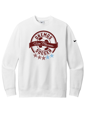 Custom Apparel - Screen Printing - Okemos Girls Soccer 2025 - Adult Unisex White Nike Crewneck Sweatshirt - Okemos Girls Soccer 2025 - 17586