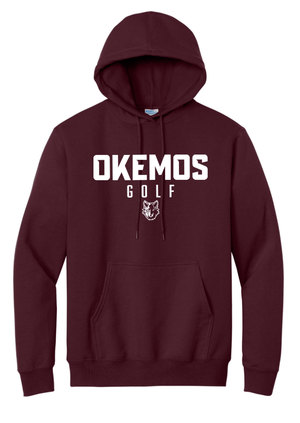 Custom Printed Apparel | Okemos Golf 1015 - Fleece Pullover Hooded Sweatshirt Maroon - Okemos Golf 2025 - 18296