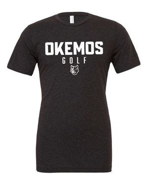 Custom Printed Apparel | Okemos Golf 2025 - Men's Triblend T-Shirt (Charcoal Black/Blue) - Okemos Golf 2025 - 18296