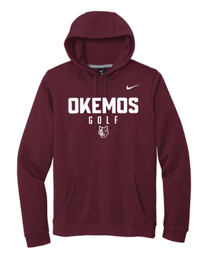 Custom Printed Apparel | Okemos Golf 2025 - Nike Fleece Pullover Hoodie Maroon - Okemos Golf 2025 - 18296