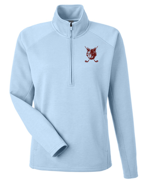 Custom Printed Apparel | Okemos Golf 2025 - Women's Fleece Quarter Zip Pullover (Mojave/Ice Blue) - Okemos Golf 2025 - 18296