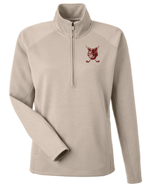 Custom Printed Apparel | Okemos Golf 2025 - Women's Fleece Quarter Zip Pullover (Mojave/Ice Blue) - Okemos Golf 2025 - 18296