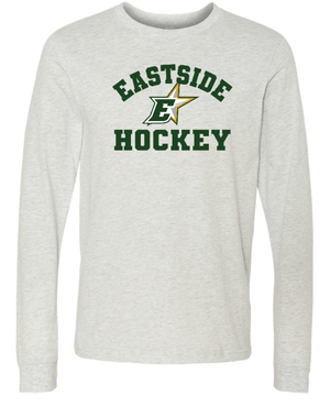 Custom Apparel - Screen Printing - Okemos Hockey / Eastside Stars - Bella + Canvas Unisex Long Sleeve Ash T-Shirt - Okemos Hockey / Eastside Stars - 14945