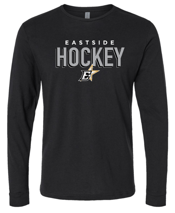 Custom Apparel - Screen Printing - Okemos Hockey / Eastside Stars - Next Level Adult Unisex Black Long Sleeve - Okemos Hockey / Eastside Stars - 16830