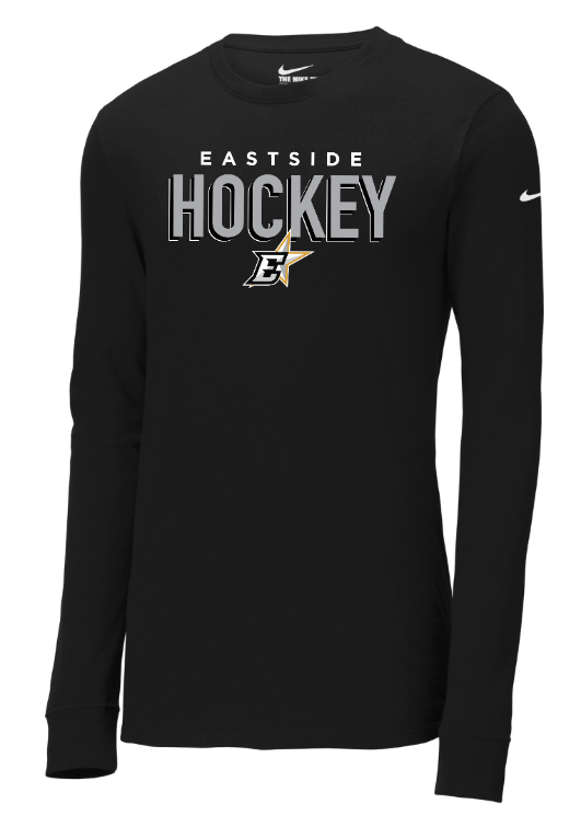 Custom Apparel - Screen Printing - Okemos Hockey / Eastside Stars - Nike Black Unisex Dri - FIT Cotton/Poly Long Sleeve - Okemos Hockey / Eastside Stars - 16830
