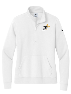 Custom Apparel - Screen Printing - Okemos Hockey / Eastside Stars - Nike Women's Fleece Sleeve Swoosh 1/2 Zip (Dark Grey / White) - Okemos Hockey / Eastside Stars - 16830
