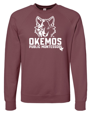 Custom Apparel - Screen Printing - Okemos Montessori - Adult Unisex Lightweight Crewneck Sweatshirt - Crew Neck Sweatshirt - Okemos Montessori - 15018