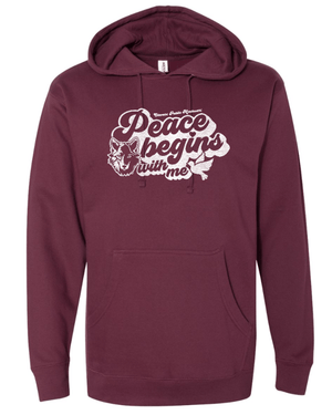 Custom Apparel - Screen Printing - Okemos Montessori - Adult Unisex "Peace Begins with me" Hooded Sweatshirt - Hooded Sweatshirt - Okemos Montessori - 15018