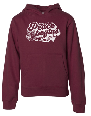 Custom Apparel - Screen Printing - Okemos Montessori - Youth Unisex "Peace Begins with me" Hooded Sweatshirt - Hooded Sweatshirt - Okemos Montessori - 15018