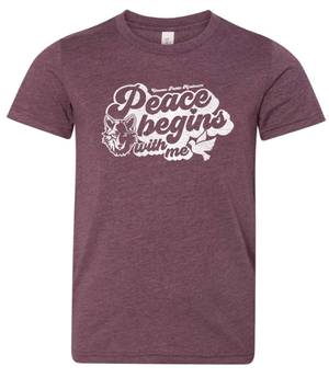 Custom Apparel - Screen Printing - Okemos Montessori - Youth Unisex "Peace Begins with me" T-Shirt - T-shirt - Okemos Montessori - 15018