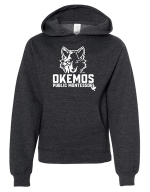Custom Apparel - Screen Printing - Okemos Montessori - Youth Unisex Wolf Hooded Sweatshirt - Hooded Sweatshirt - Okemos Montessori - 15018