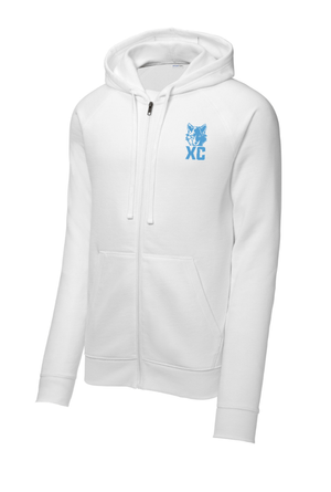 Custom Apparel - Screen Printing - Okemos OMS Cross Country - Adult Hooded Full Zip Fleece White/Grey - Okemos CMS Cross Country 2024 - 16303
