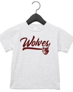 Custom Apparel - Screen Printing - Okemos Public Montessori - Toddler Jersey T-Shirt Wolves Light Grey/ Blue - OPM Spiritwear 2024 - 16149