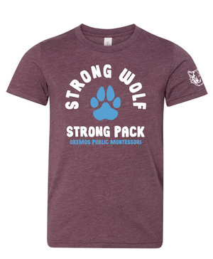 Custom Apparel - Screen Printing - Okemos Public Montessori - Youth Jersey Tee Maroon/ Grey - OPM Spiritwear 2024 - 16149