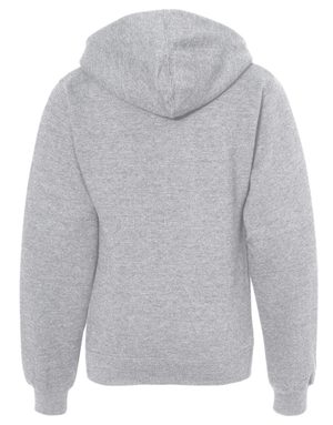 Custom Apparel - Screen Printing - Okemos Public Montessori - Youth Midweight Hooded Sweatshirt Grey - OPM Spiritwear 2024 - 16149