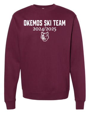 Custom Apparel - Screen Printing - Okemos Ski Apparel - Midweight Crewneck Sweatshirt (Maroon / Black) - Okemos Ski Apparel - 16789
