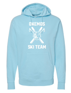Custom Printed Apparel | Okemos Ski Team Winter 2025 - Adult Unisex Blue Aqua Hoodie - Okemos Ski W25 - 18677