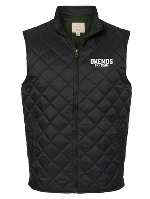 Custom Printed Apparel | Okemos Ski Team Winter 2025 - Men's Black Quilted Vest "Badge Design" - Okemos Ski W25 - 18677