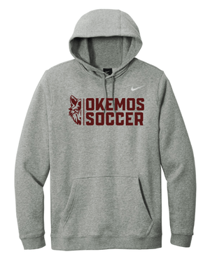 Custom Printed Apparel | Okemos Soccer | Nike Club Fleece Pullover Hoodie - Grey - Hoodie - Okemos Soccer - 18214