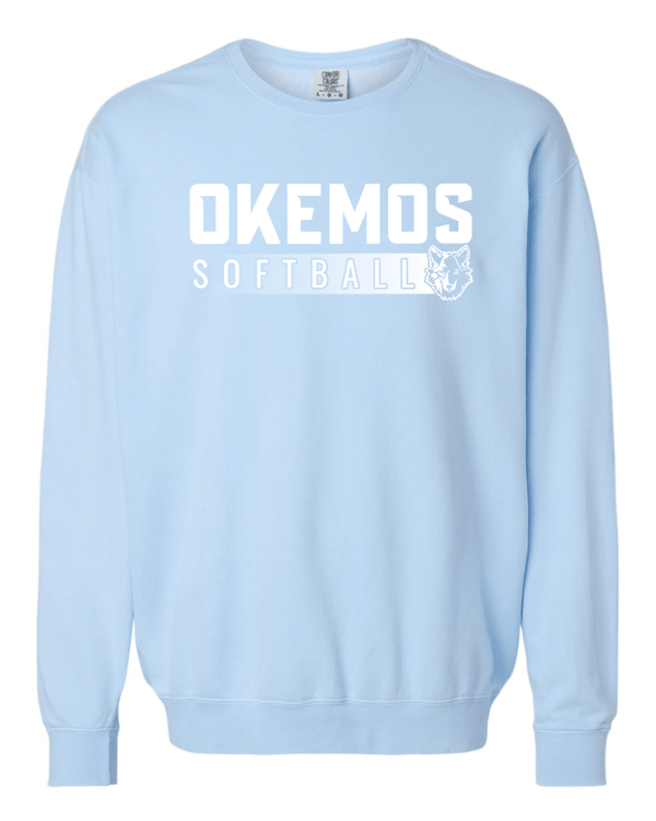 Custom Apparel - Screen Printing - Okemos Softball 2024 - Adult Unisex Comfort Colors Lightweight Crewneck - Okemos Softball 2024 - 15519