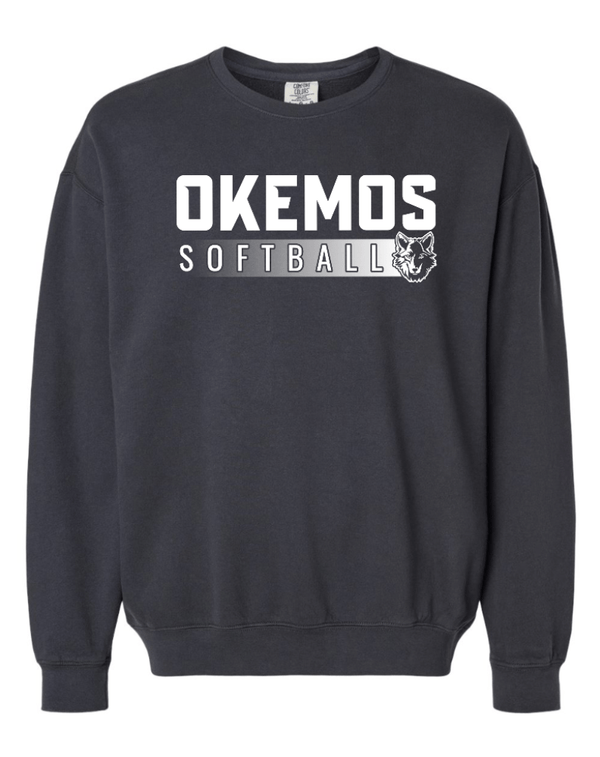 Custom Apparel - Screen Printing - Okemos Softball 2024 - Adult Unisex Comfort Colors Lightweight Crewneck - Okemos Softball 2024 - 15519