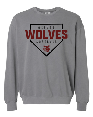 Custom Apparel - Screen Printing - Okemos Softball 2025 - Unisex Crewneck **Personalization Optional** (Wolves Design) - Okemos Softball 2025 - 17368