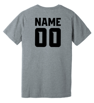 Custom Apparel - Screen Printing - Okemos Softball 2025 - Unisex T-Shirt (Grey / Carolina Blue) **Personalization Optional** (Wolves Design) - Okemos Softball 2025 - 17368