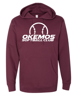 Custom Apparel - Screen Printing - Okemos Softball Club - Adult Midweight Hooded Sweatshirt - Maroon/Grey - (Name Optional) - Okemos Softball Club - 16550