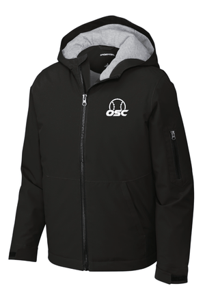 Custom Printed Apparel | Okemos Softball Club Fall 2025 - Adult Black Waterproof Insulated Jacket - Okemos Softball Club F25 - 18465