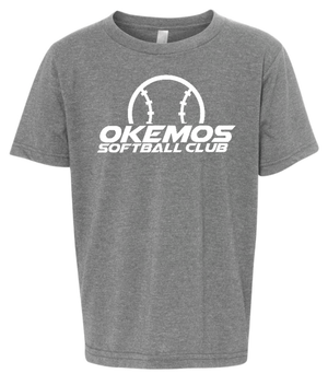 Custom Printed Apparel | Okemos Softball Club Fall 2025 - Youth T-Shirt (Maroon/Dark Grey) (PERSONALIZATION OPTIONAL - Okemos Softball Club F25 - 18465