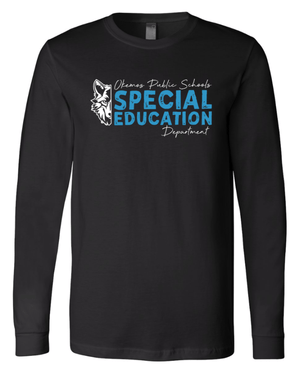Custom Apparel - Screen Printing - Okemos Special Education Department - Unisex Adult Long Sleeve T-Shirt (Maroon/ Black/ Lt. Blue) - Okemos Special Education Department - 16675