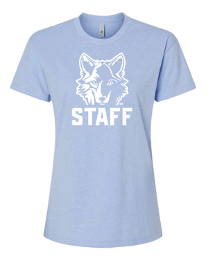 Custom Printed Apparel | Okemos Staff | Women's Next Level Relaxed T-Shirt - Columbia Blue - t-shirt - Okemos Staff - 18218