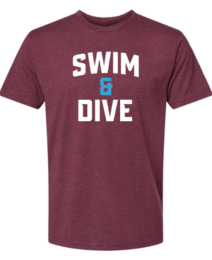 Custom Apparel - Screen Printing - Okemos Swim & Dive - Adult T-Shirt Maroon - Okemos Swim & Dive - 16057