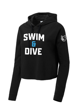 Custom Apparel - Screen Printing - Okemos Swim & Dive - Ladies Tri Blend Fleece Crop Hooded Pullover - Okemos Swim & Dive - 16057