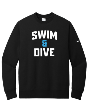 Custom Apparel - Screen Printing - Okemos Swim & Dive - Nike Fleece Sleeve Swoosh Crew Black - Okemos Swim & Dive - 16057