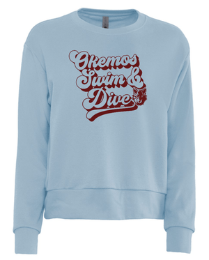Custom Apparel - Screen Printing - Okemos Swim & Dive - Women's Sueded Sweatshirt Stonewash Denim - Okemos Swim & Dive - 16057